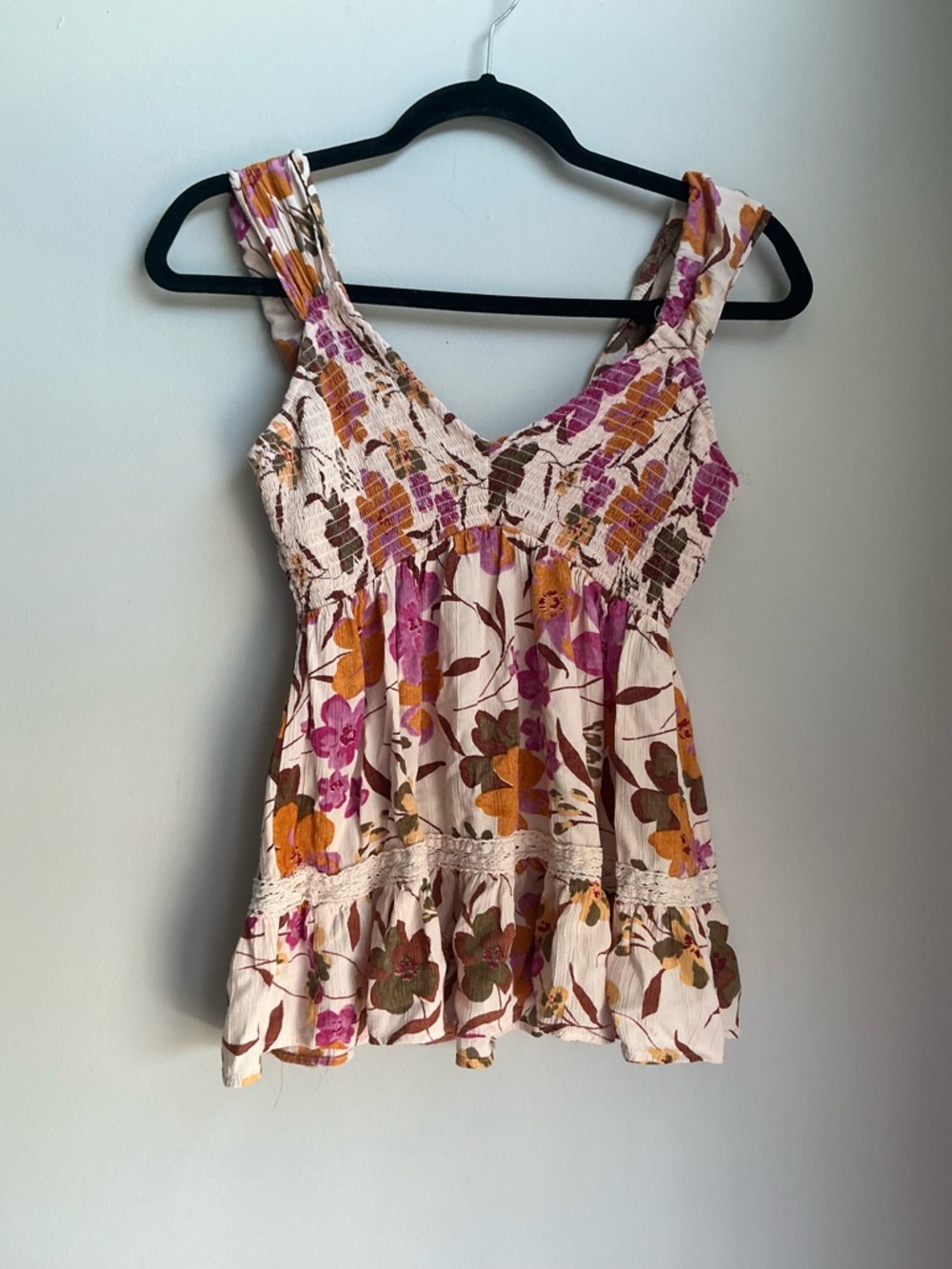 Angie Floral Babydoll Tank Top | Boho Smocked Cottagecore Peplum